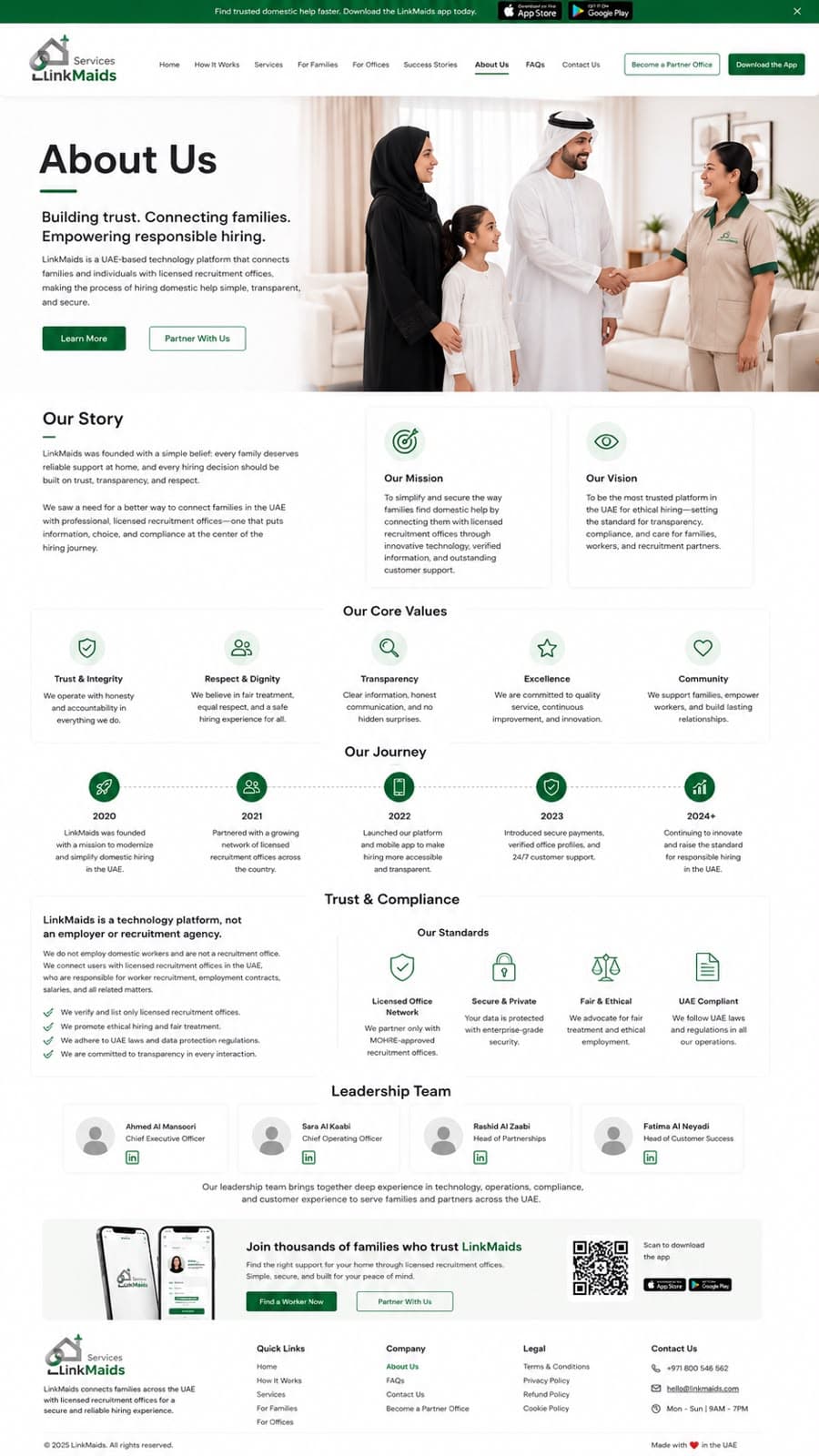 LinkMaids support team helping families and partner offices